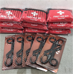 (9) First Aid Kits, (5) Pair of Trauma Shears