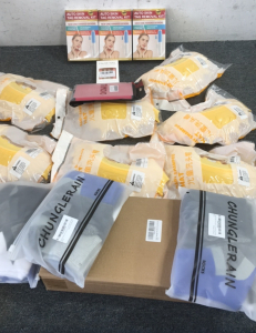 (3) Skin Tag Removers, (7) Baby Shampoo Hats, (3) Sock Bags and More