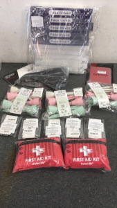 Face Shields, (2) First Aid Kits, (3) Plant Self Watering Spikes and More