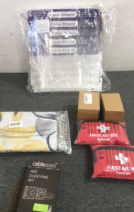 Face Shields, (2) First Aid Kits, Floral Shower Curtain, and More