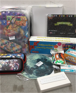 (3) Pok&eacute;mon Backpacks, (2) Anime Hard Cases, (2) Learning Posters, (2) Pack of Keychain Tags, Flash Cards, Moon and Stars Wall Stickers and more