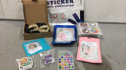 (7) Various Sticker Packs, (2) Fairy String Lights, Air Fresheners, Keychain