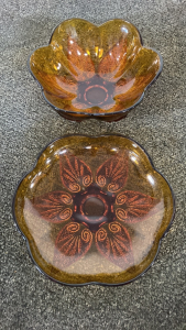 Anchor Hocking Amber Renaissance Leaf Bowls