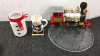 Glass Plate and Mug and Rocky Mountain Express Train