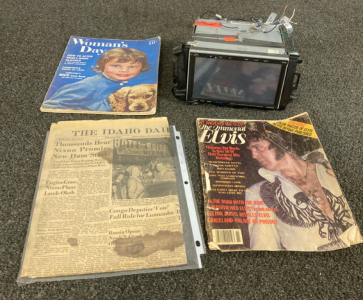 Vintage Magazines And Newspaper And Car Radio