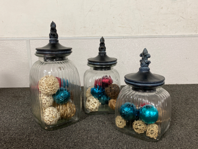 (3) Decorative Glass Jars