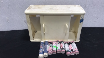 9 Rolls of Wallpaper & Plastic Container
