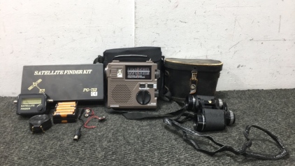 Binoculars, Satelite Finder, and World Band Receiver