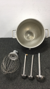 Hobart Mixing Bowl and (3) Serving Spoons