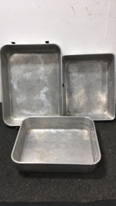 Industrial Cooking Pans (1) 24x18 Inch Pan (2) 16x18 Inch Pans