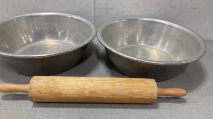 Mixing Bowls and a Large Rolling Pin