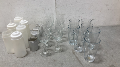 Squeeze Bottles, Shakers, Wine Glasses and Beer Glasses