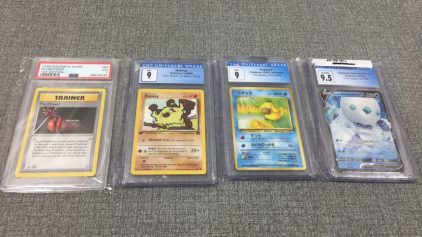 (4) Pokémon Cards in Cases