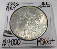 1896 MS66+ RARE GEM MORGAN SILVER DOLLAR