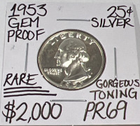 1953 PR69 GEM PROOF SILVER QUARTER