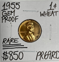 1955 PR69RD RARE GEM PROOF WHEAT PENNY