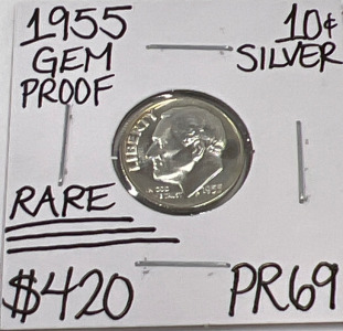 1955 PR69 GEM PROOF SILVER DIME