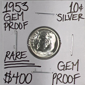 1953 RARE GEM PROOF SILVER ROOSEVELT DIME