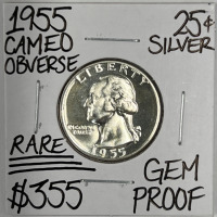 1955 RARE CAMEO GEM PROOF SILVER QUARTER