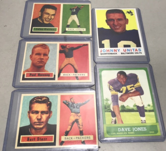 Collectible Football Cards Johnny Unitas, Bart Starr, Paul Hornung, Dave Jones