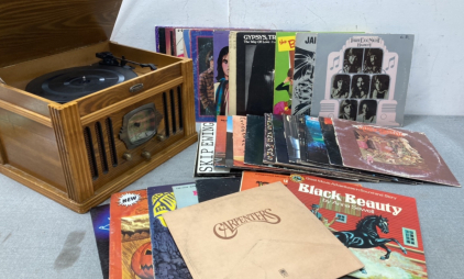 Record Player/ Radio And Various Vinyl Records Including Arero Smith, Three Dog Night and more