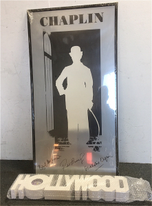 (1) 1982 Charlie Chaplin “ Charlie and the Tramp” Numbered Movie Poster (1) Hollywood Clock Sign