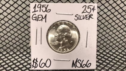 1956 GEM Silver Quarter Dollar MS66