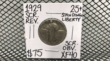 1929 Standing Liberty Quarter Dollar SCR. REV. OBV. XF40