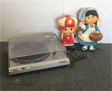 (1) Technics Direct Drive Turntable Record Player (1) Vintage Little Boy Piggy Bank (1) Vintage Ceramic Wall Decoration