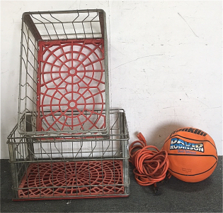 (1) Franklin David Robinson Basketball (2) 25’ Extension Cords (2) Vintage Metal Milk Crates