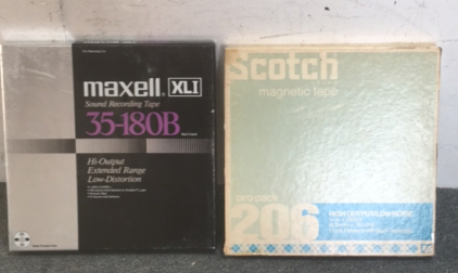 (1) 10.5&rdquo; Maxell 3,600 Ft Reel to Reel Music Recording Tape (1) 10.5&rdquo; Scotch 2,500ft Reel to reel Music Recording Tape