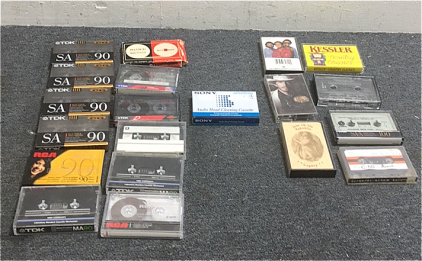 (12) Various Recordable Cassettes (1) Sony Audio Head Cleaning Tape (7) Country Music Cassete Tapes