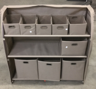 (1) Foldable 3-Shelf Cloth Shelf Unit With Cubbies