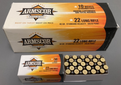 (500)rnds Armscor .22lr Ammo