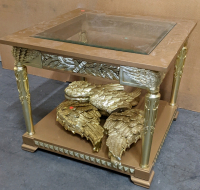 End Table w/Gold Tone Wood Trim