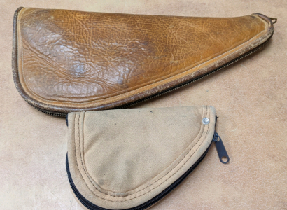 12" Leather Pistol Pouch, 6" Canvas Pistol Pouch