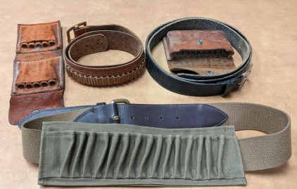 Leather Ammo Pouches & Belt, Canvas Ammo Belt, Leather Belt