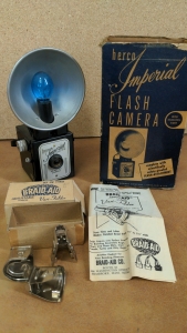 Vintage Herco Imperial Flash Camera, Vintage Braid-aid 3pc Set