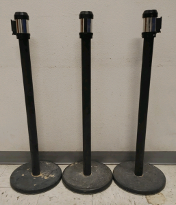 (3) Black Retractable Queue Stands