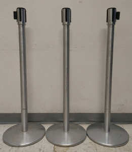 (3) Silver Retractable Queue Line Stands