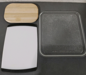 (2) Cutting Boards & Microwave Glass Pan