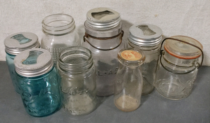 (8) Antique Mason Jars