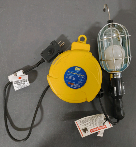 Dura Trac 20ft. Retractable Work Light & Outlet