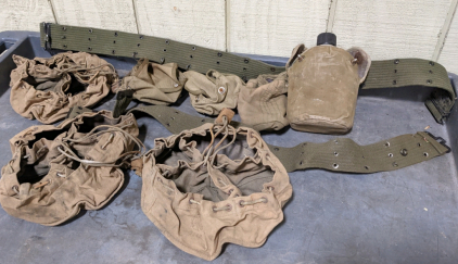 Vintage Military Canteen, Belts, Pouches