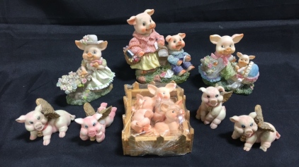 (8pc) Piggies, Piglets And Angel Pigs