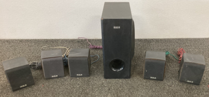 RCA Surround Speakers, Teac Speaker, JBL Speaker, & Assorted Christian CDs