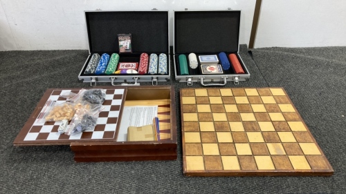 Chess, Checkers, and Poker sets