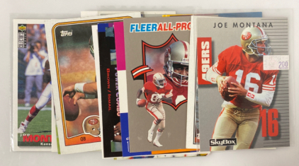 Assorted Joe Montana and Jerry Rice Collector Cards