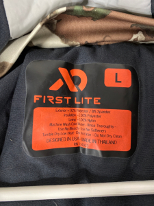 First Lite Camouflage Coat Size Large