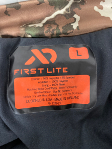 First Lite Camouflage Coat Size Large